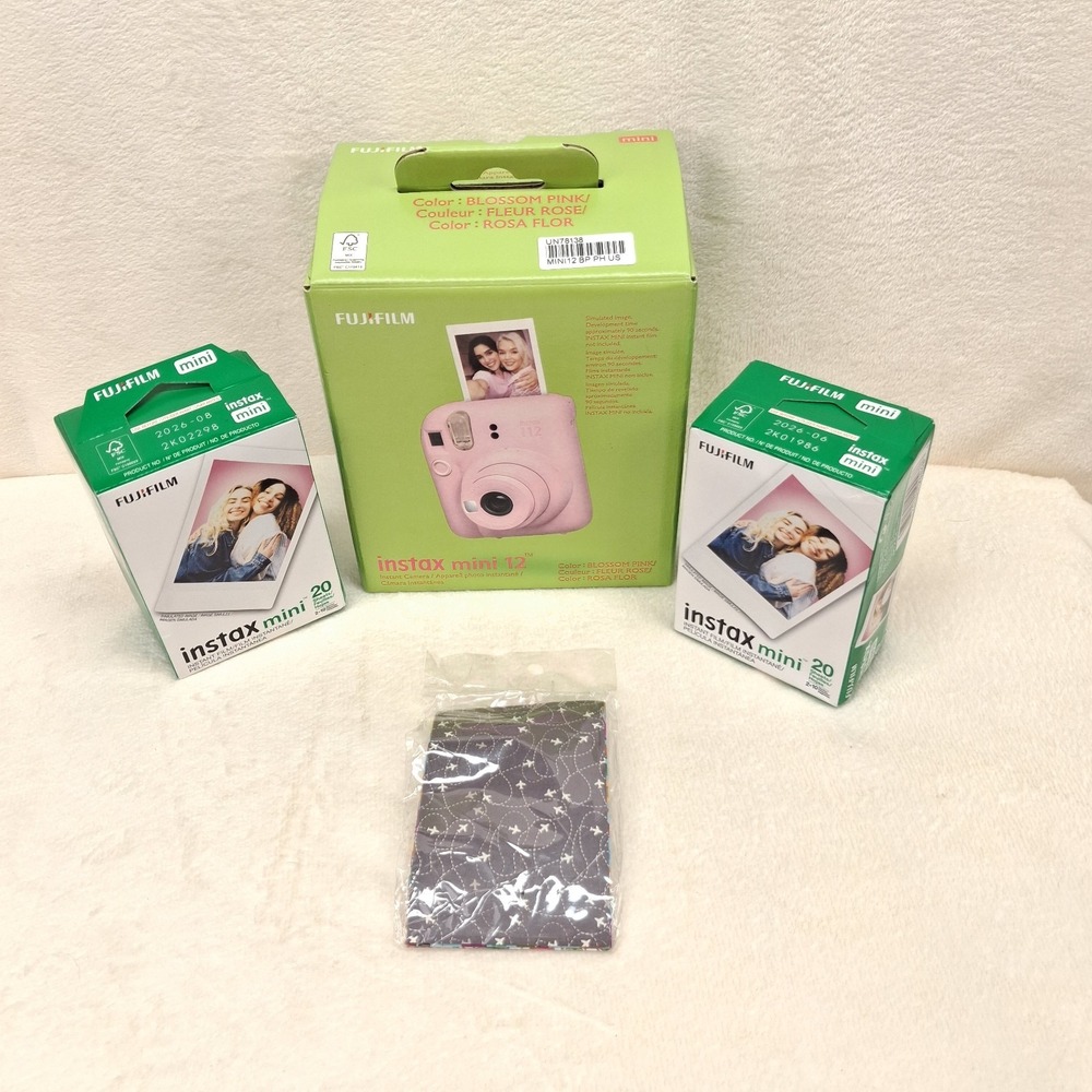 Fujifilm Instax Mini 12 Camera Blossom Pink + Mini Film 20 Sheets X 2 READ